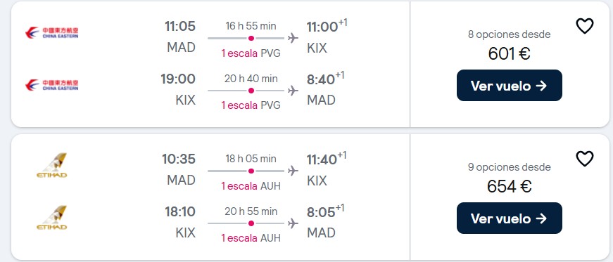 Oferta vuelos Madrid Osaka